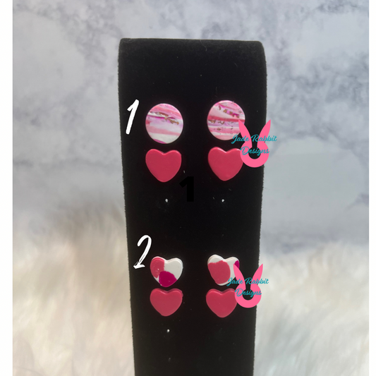 Clay Stud Combo Earrings - Valentine's Edition